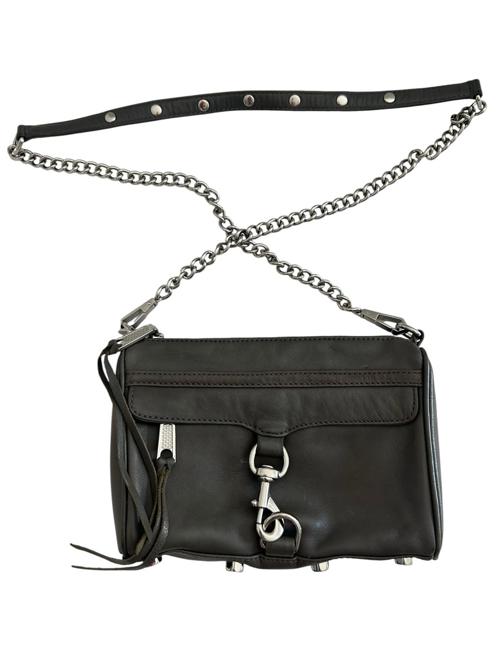 Rebecca Minkoff Mini MAC Leather Crossbody Bag – Gunmetal Gray